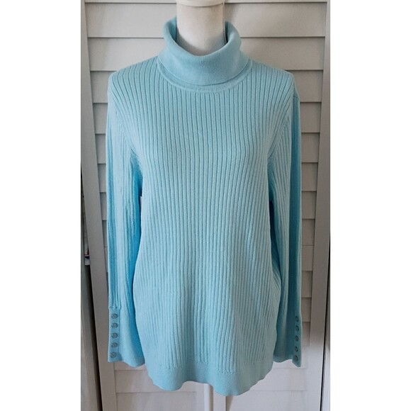 Talbots Button Cuff Ribbed Turtleneck Long Sleeves 2X NWOT - Picture 1 of 10